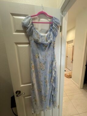 Astr Light Blue Floral Maxi Dress
